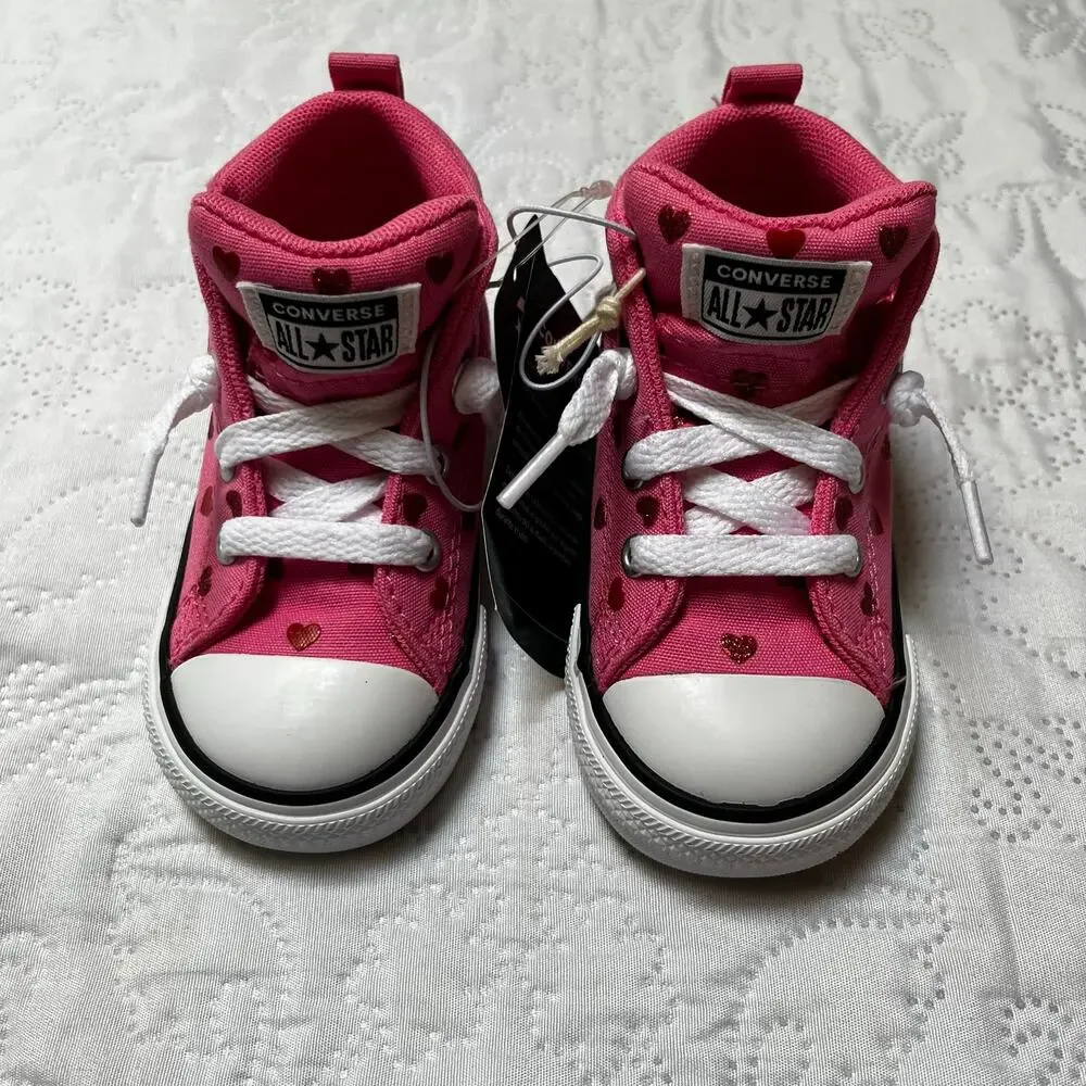 NWT Converse Toddler Street Mid Top Glitter Heart Sneakers Sneakers Size 6